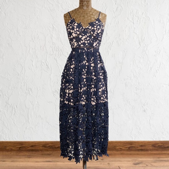 Aqua Lace Overlay Midi Dress - Picture 3 of 16